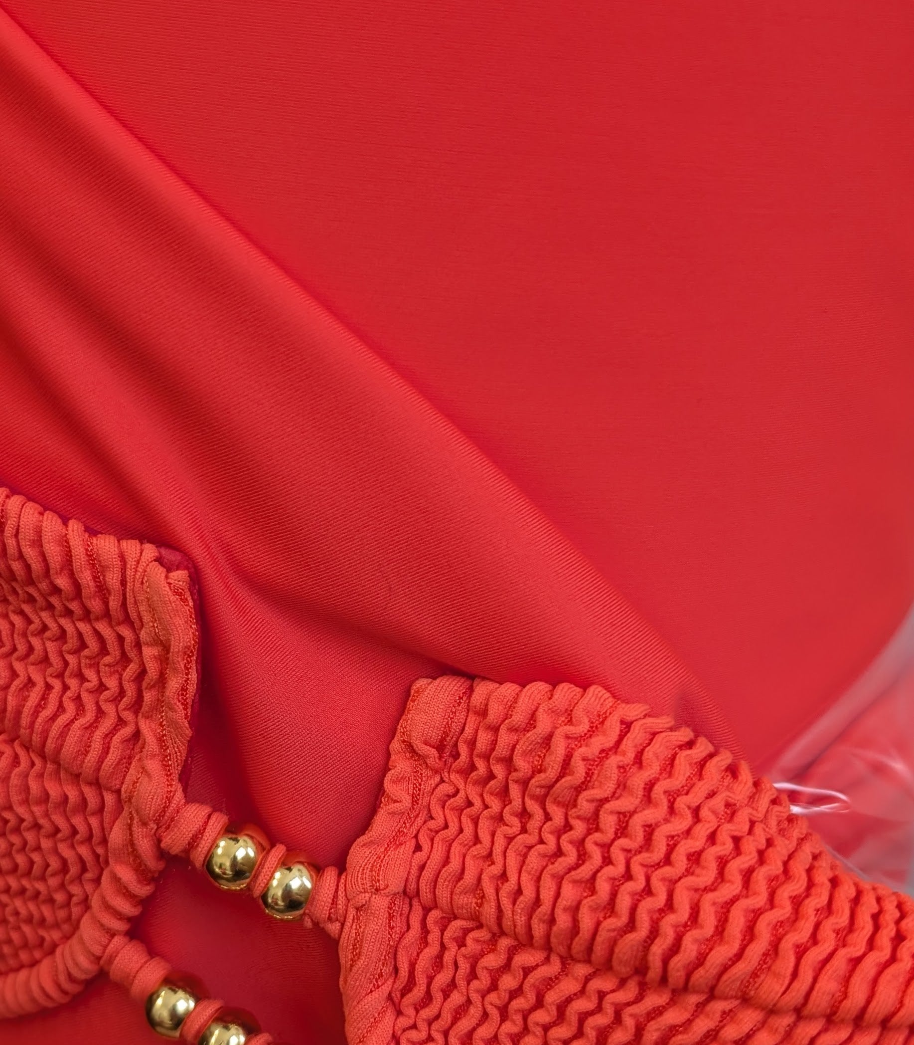 Econyl red sustainable bikini fabric